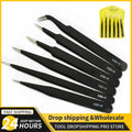 2/6pcs Precision Tweezers Set ESD Anti-Static Stainless Steel Tweezers Repair Tools for Electronics Repair Soldering Cra