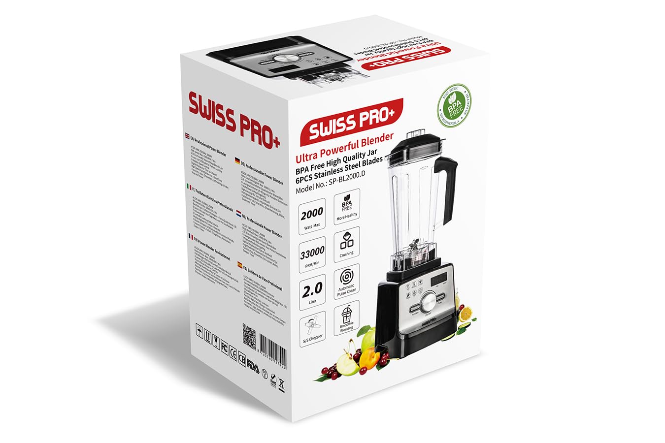 Swiss Pro+ Ultra Powerful Blender – 2000W, 2L