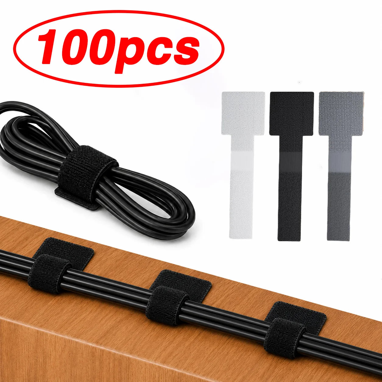 Cable Ties Reusable Straps Velcros Hook and Loop Self-Adhesive for Home Cord Holder Adjustable Storage Desktop Organiser