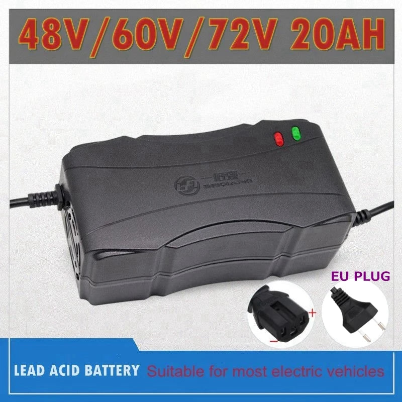 48V/60V/72V 3A Smart Lead Acid Battery Charger EU Plug AC 220V For AGM VRLA Gel Dry Wet Accumulator 20AH 18AH 14AH 12AH 