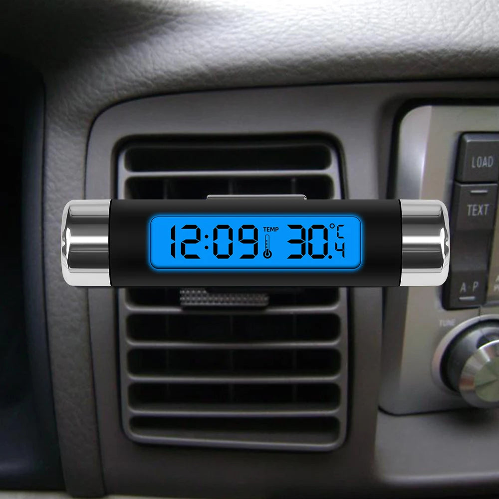 Car Digital LCD Clock Temperature Display Electronic Clock Thermometer Car Automotive Blue Backlight With Clip Car Acces