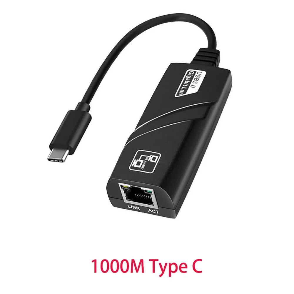MZX Gigabit Network Card 1000Mbps 1G Wired USB 3.0 Type C A Rj45 Lan Ethernet Adapter Networking Computer PC Laptop Acce