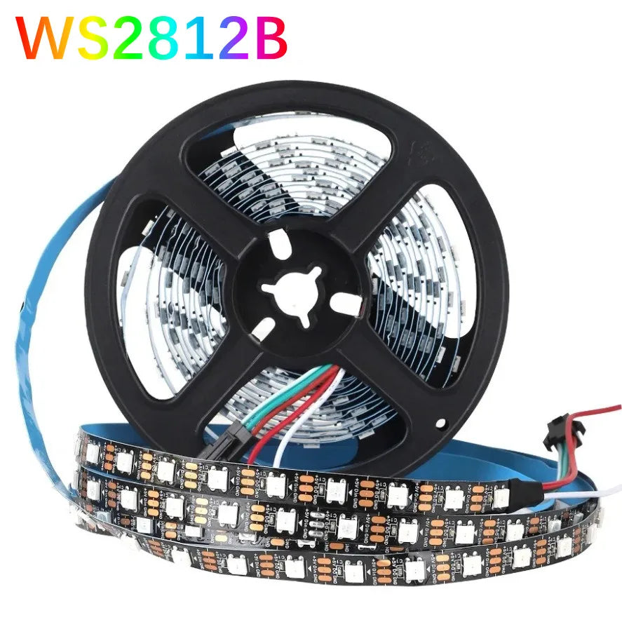 RGBIC Smart LED Strip WS2812B WS2812 5050 Individually Addressable IC 30/60/144Pixels/Leds/m Light DC5V Black IP30/67 Wa