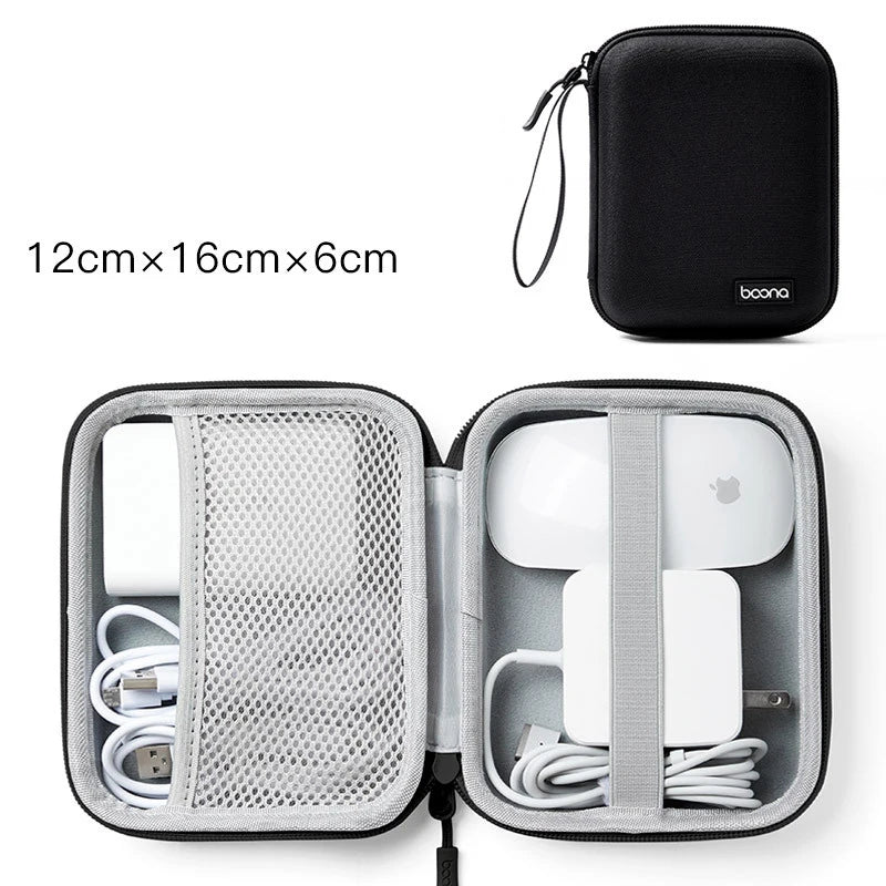 BOONA Hard Laptop Power Supply Organizer Case Travel Carrying Power Source Mouse Case Electronic Accessories Bag for Mac