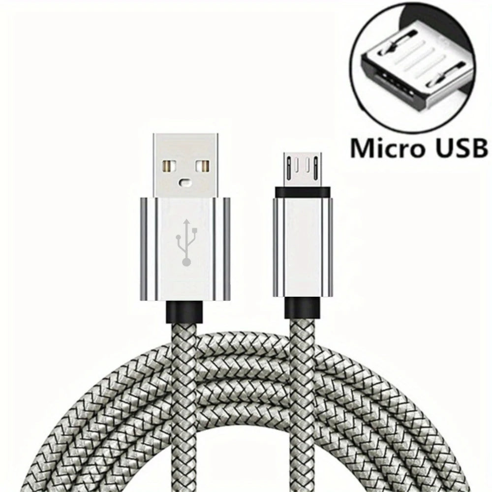 Micro USB Cable Data Sync 2A Fast Charging 1/3/5pcs Nylon Braided Charger Cable For Samsung Huawei HTC Android USB Micro
