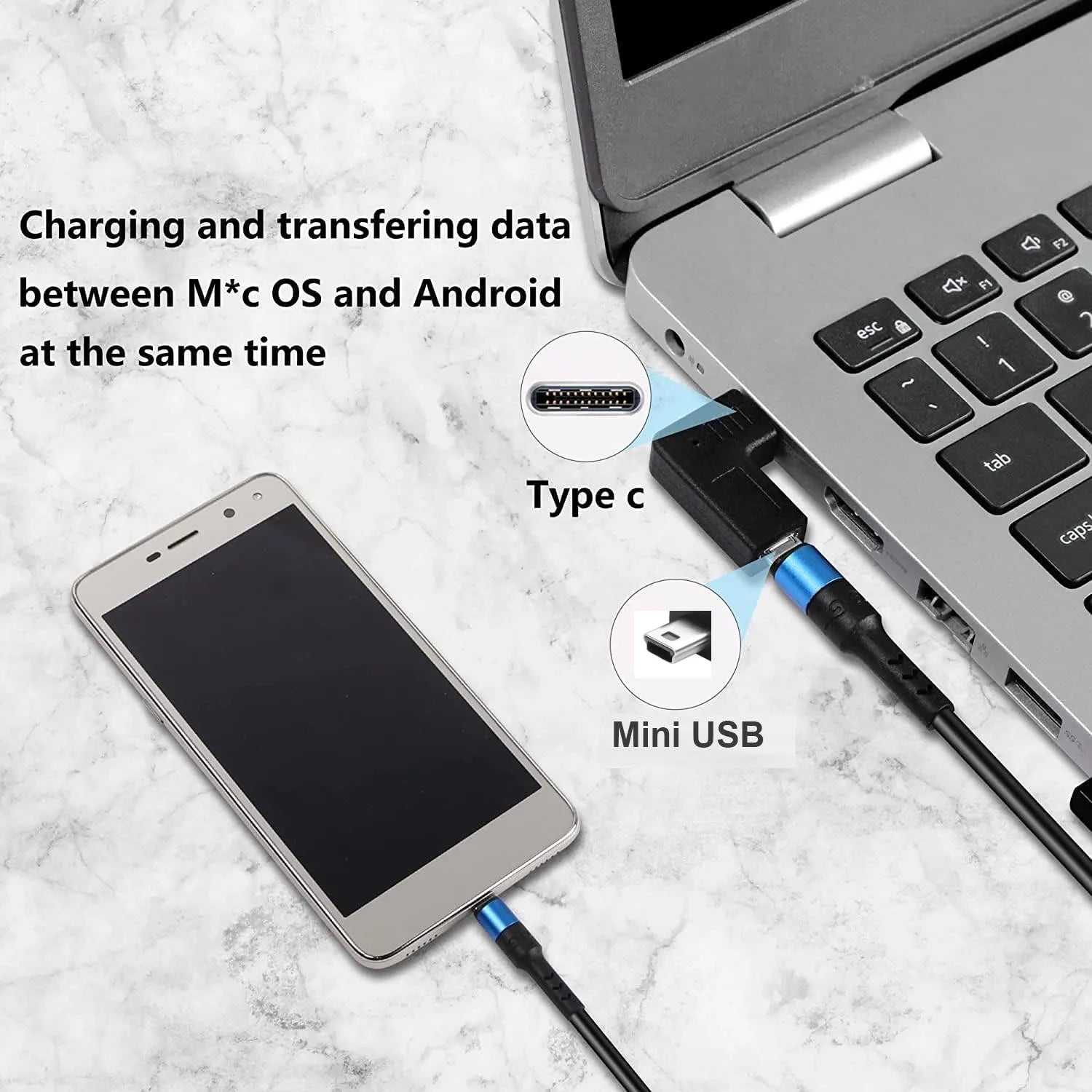 1-10pc 90 Degree Right Angle USB Type C Male to Mini 5 Pin USB Female Charge Data Sync Adapter Connector For Camera GPS 