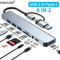 USB 3.0 Type C Adapter Docking Ststion USB 2.0 Port TF SD Card Reader Audio Output Multi-hub Splitter for Macbook Pro Co