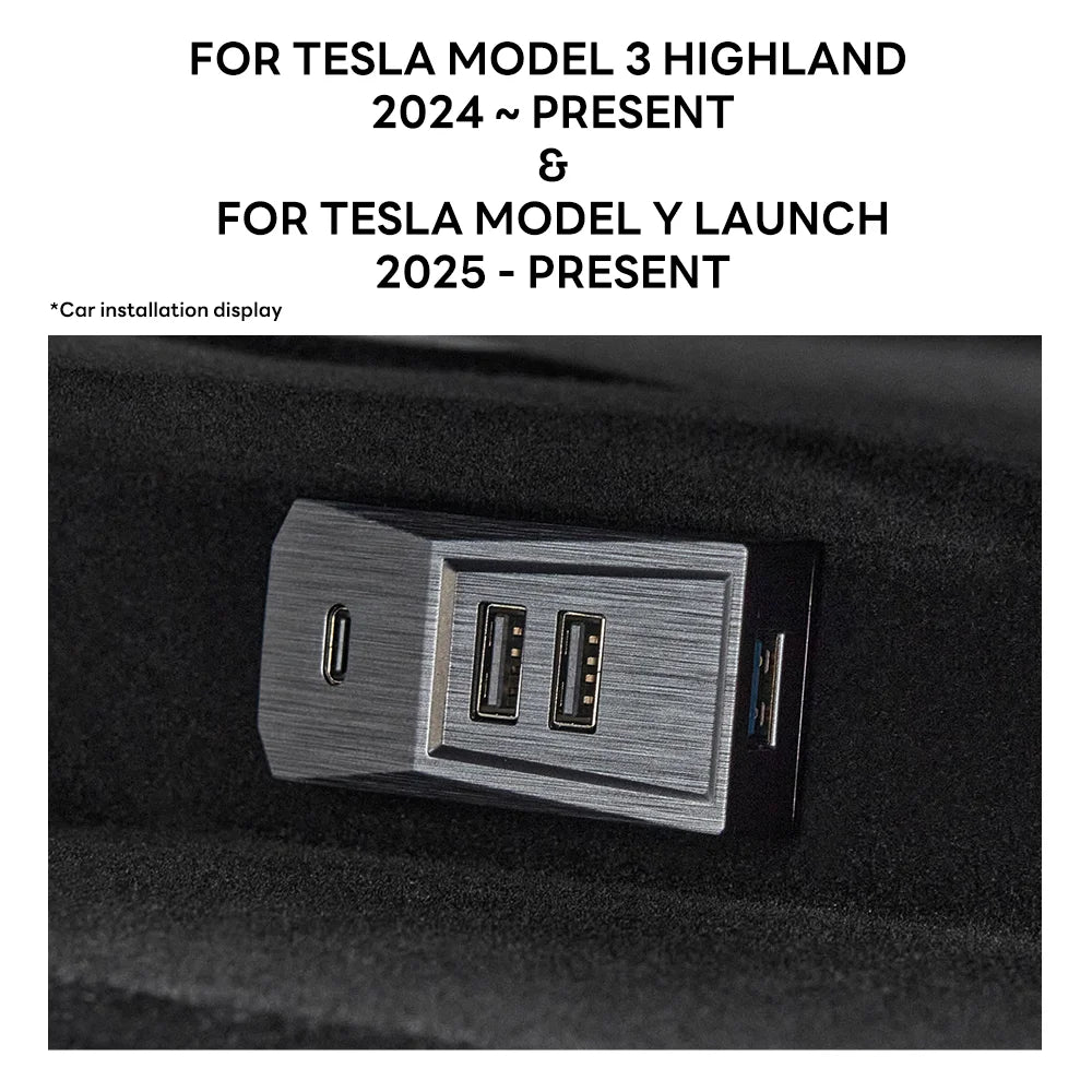 TESY Glovebox USB Hub For Tesla Model YL Y Juniper Launch Model 3 Highland Type-C Digital Splitter Data Transmission Sta