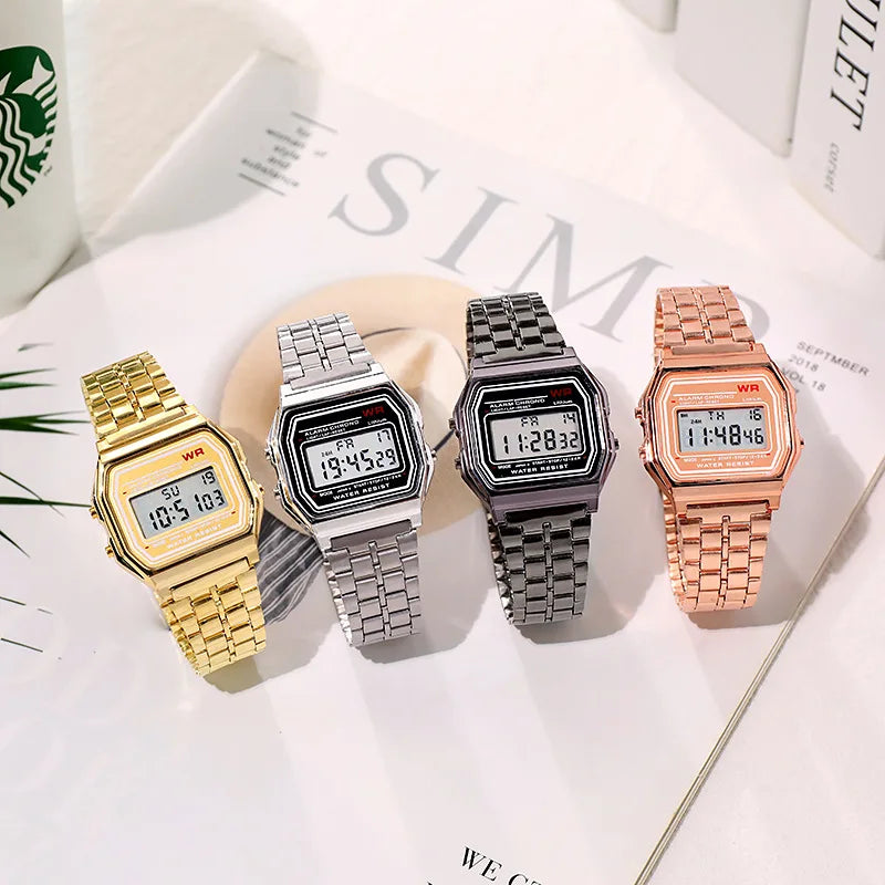 Sports Rose Gold Children Watches for Women Electronic Digital Display Retro Style Alarm Clock Men's Relogio Masculin Re