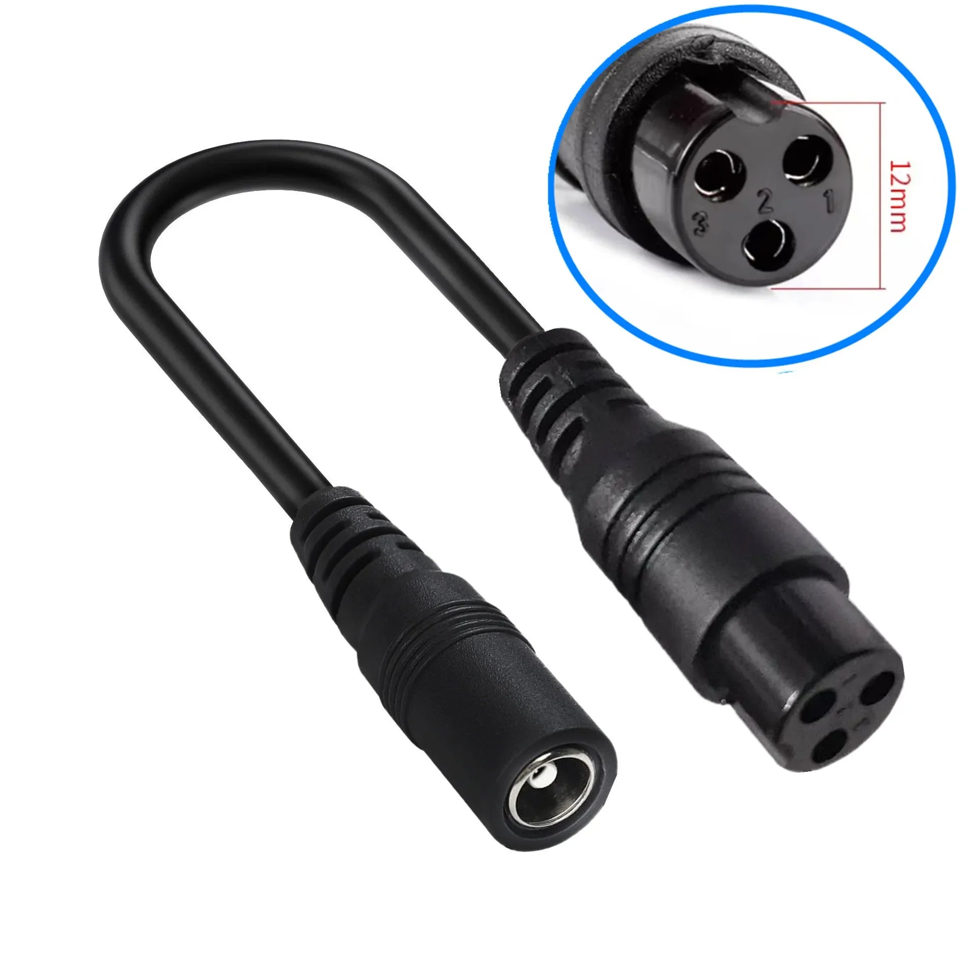 DC 5.5X2.1 To M12 M16 3Pin XLR RCA IEC 3P 8016 5525 Connector Cable Adapter for Scooter Electric Bike Charger Accessorie