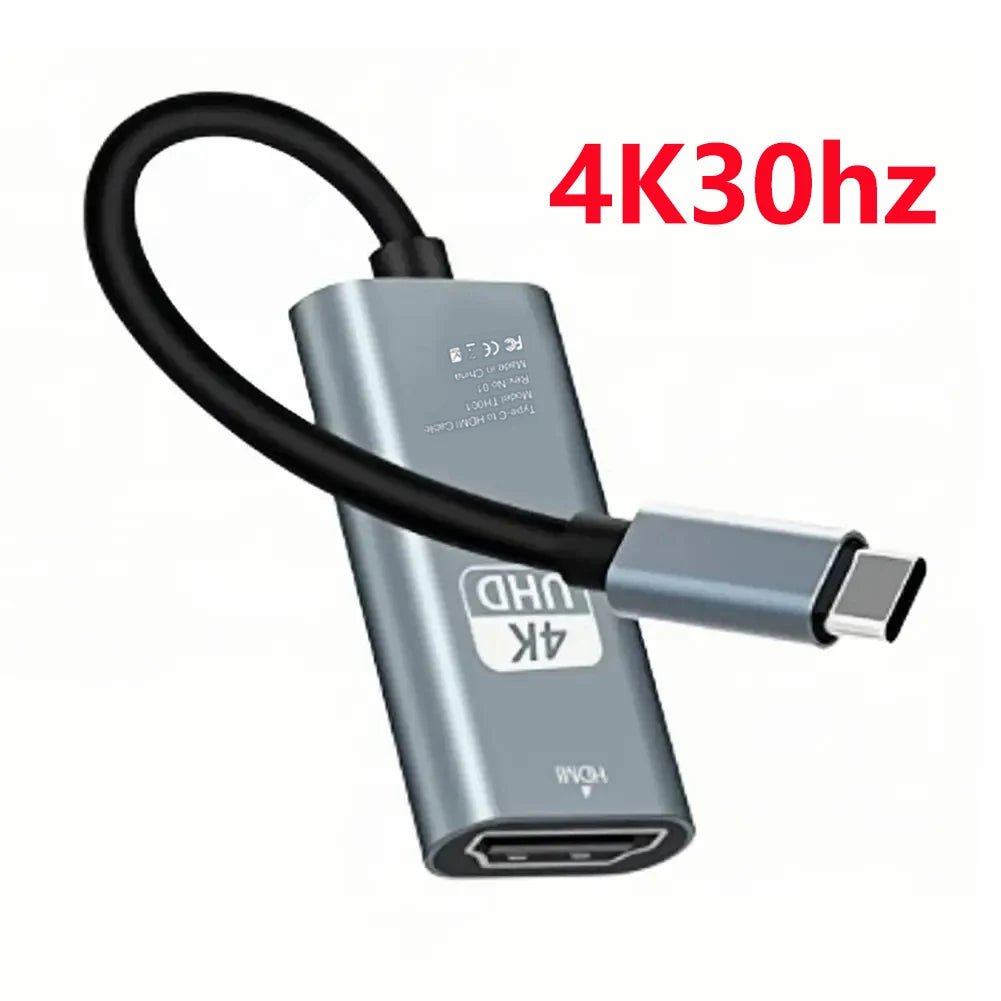 4K 60Hz Type C to HDMI Adapter USB 3.1 HUB HDTV Converter Cable for iPhone 15 TV Converter for PC MacBook iPad Samsung L