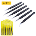 6pcs Stainless Steel Anti-Static Tweezers ESD Safe Precision Tools for Soldering Electronics Repair