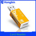 Alloy Card Reader 4 Ports USB2.0 Micro SD TF M2 MS Pro Duo MMC SDHC DV Phone Camera Memory Card Adapter with LED Indicat