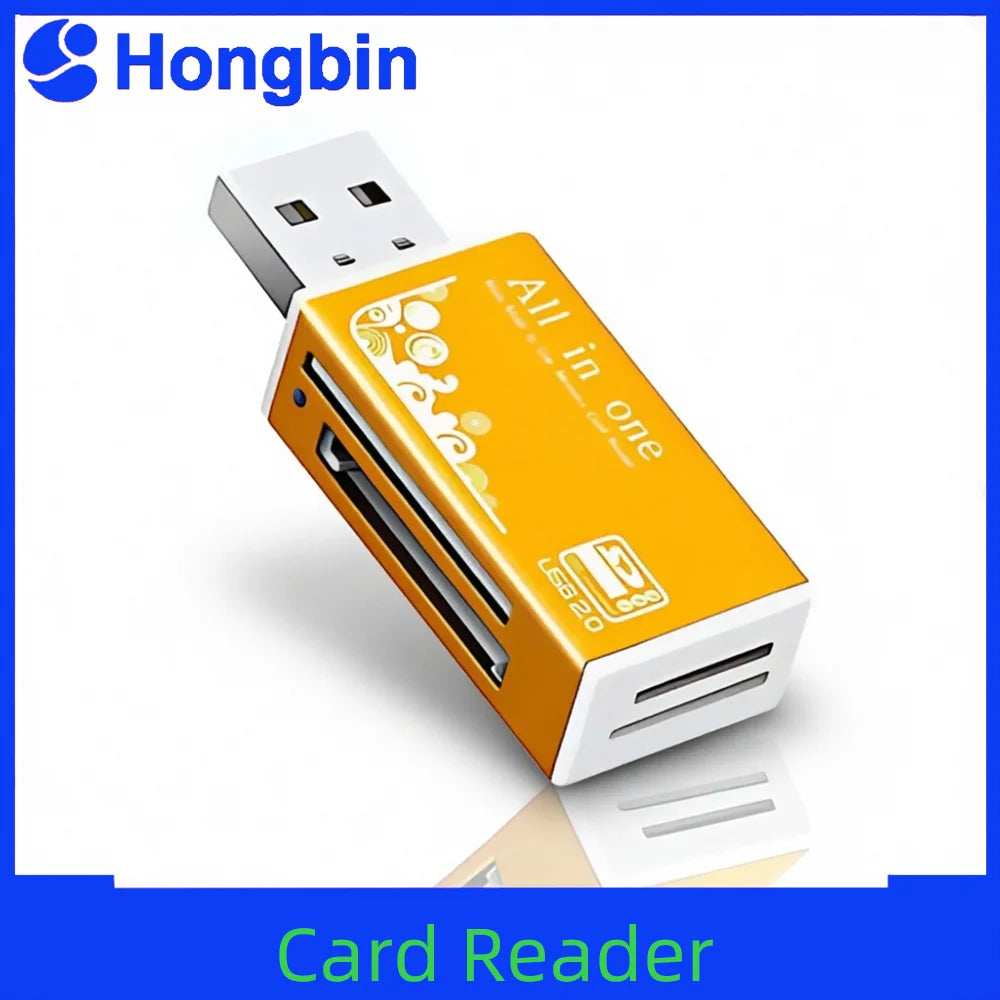 Alloy Card Reader 4 Ports USB2.0 Micro SD TF M2 MS Pro Duo MMC SDHC DV Phone Camera Memory Card Adapter with LED Indicat