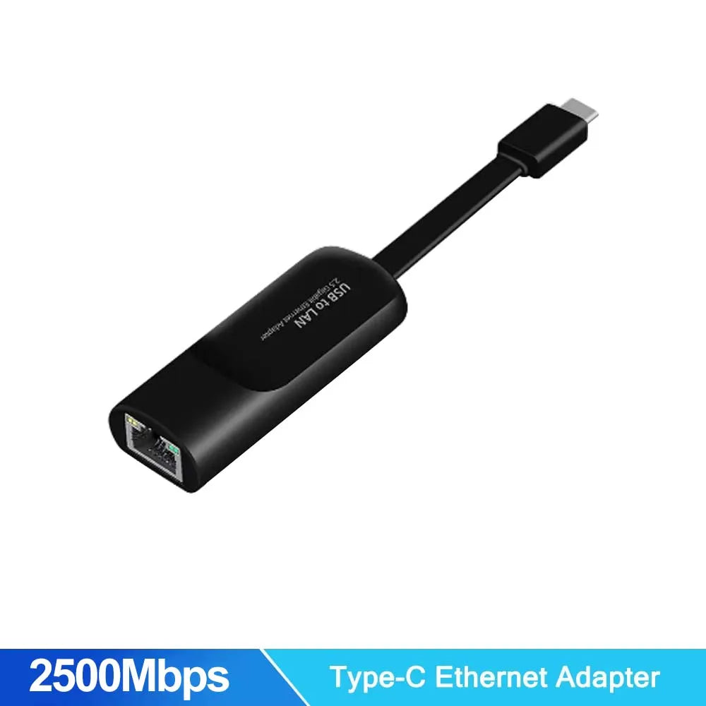 USB Gigabit Ethernet Adapter 2500Mbps USB 3.0 Network Card to RJ45 Lan Driver Free For Desktops Laptop Macbook PC Access