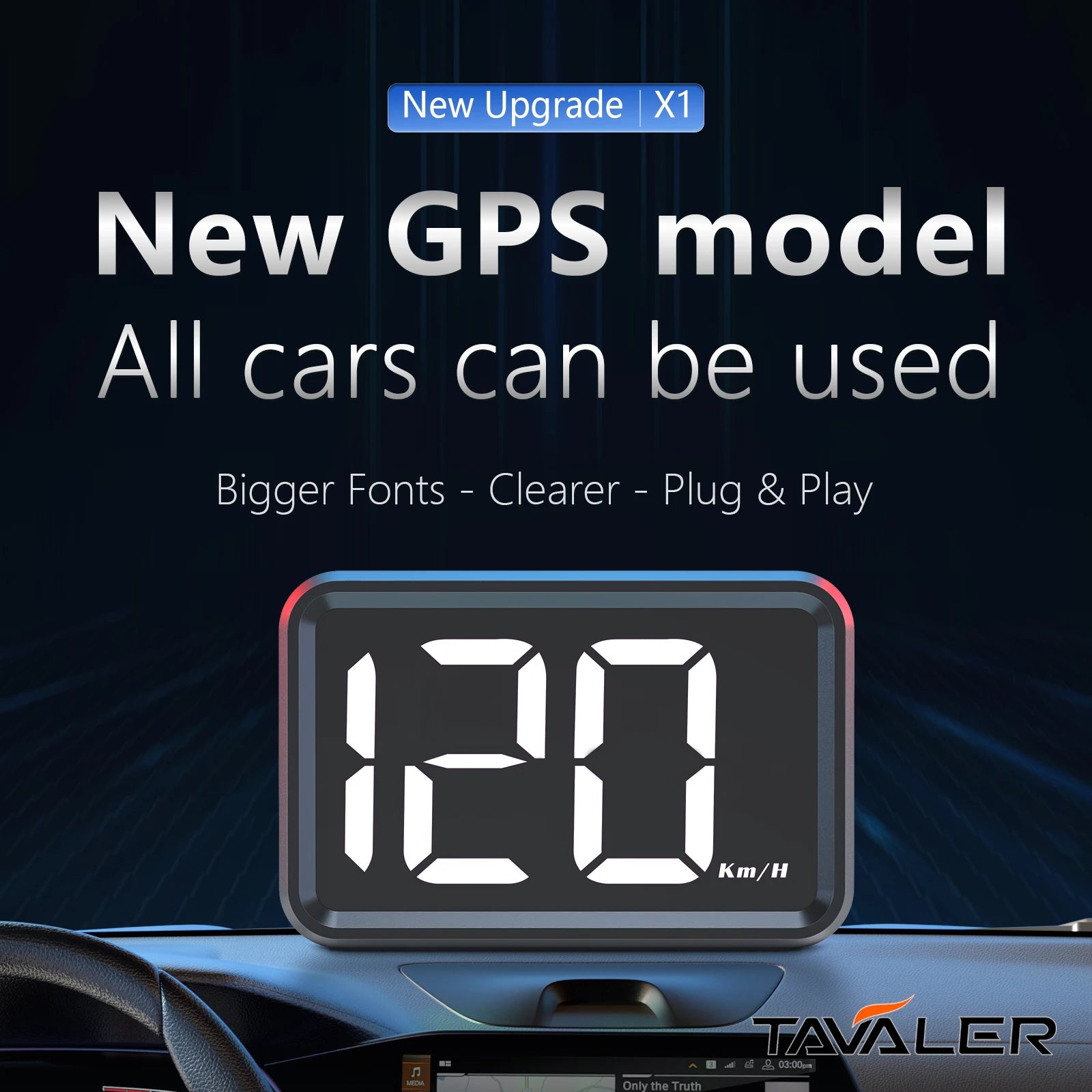 X1 Car Head Up HD Display GPS Speedometer Speed KMH Digital HUD For All Cars Auto Electronics Accessories