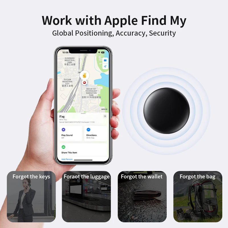 Anti-lose Security Finder Long-Distance Tracker for Apple Find My Voice Locate Suitcase Keys Bag Toys Smart Tag for IOS 