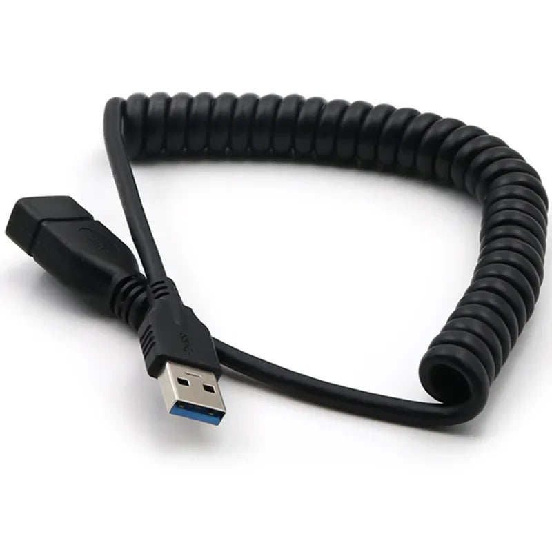 1.5m USB 3.0 Spring Telescopic Extension Cable USB Male to Female Computer Mouse Keyboard U Disk Extension Data Cable