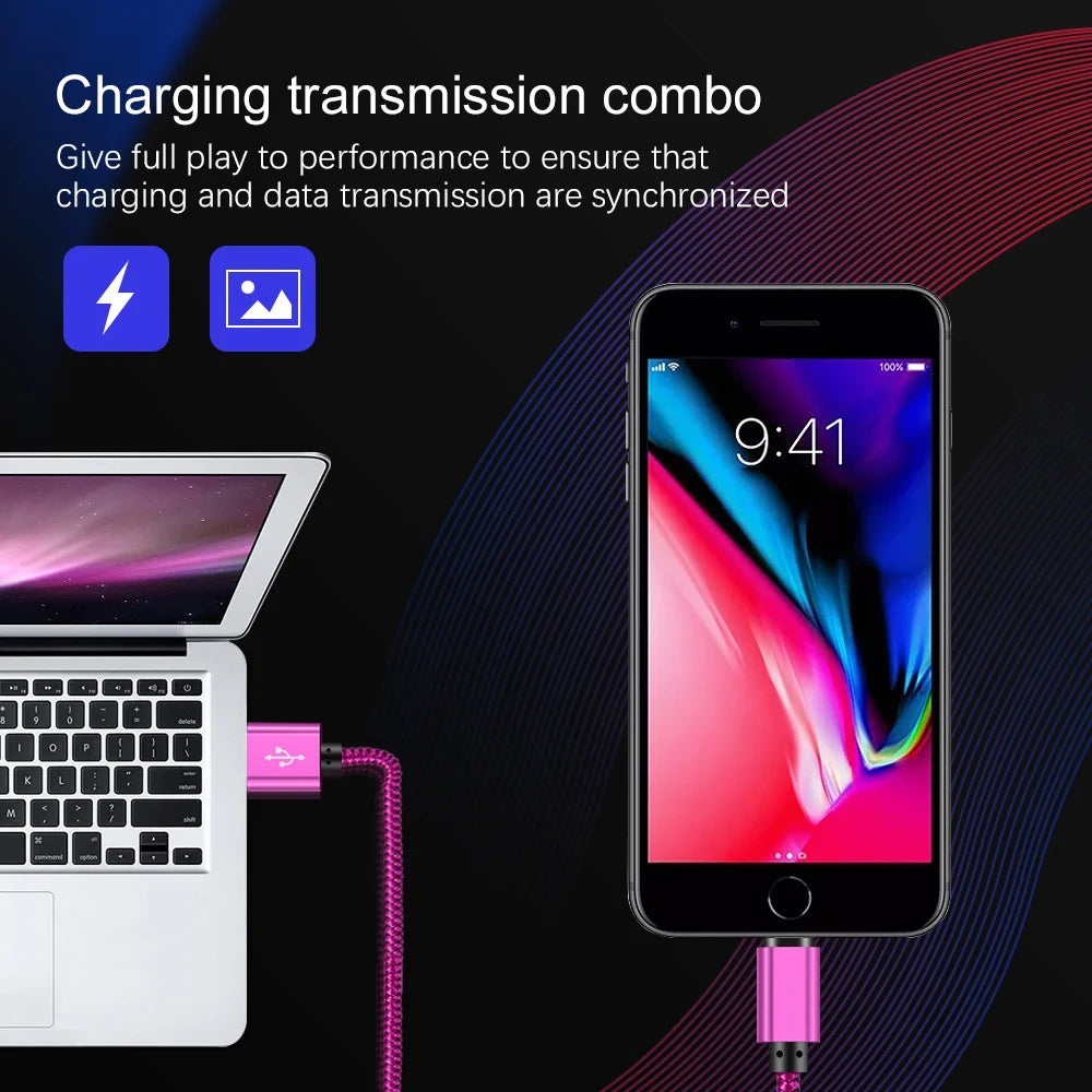 Nylon Braided Micro USB Cable Data Sync 2A Fast Charging 1M 2M 3M Charger Cable For Samsung Huawei HTC Android Phone USB