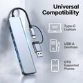 8 in 2 Type C USB HUB Docking Station with 3.5mm Audio Jack for Micro SD Card Reader MacBook Laptop Tablet Phone Disk Co