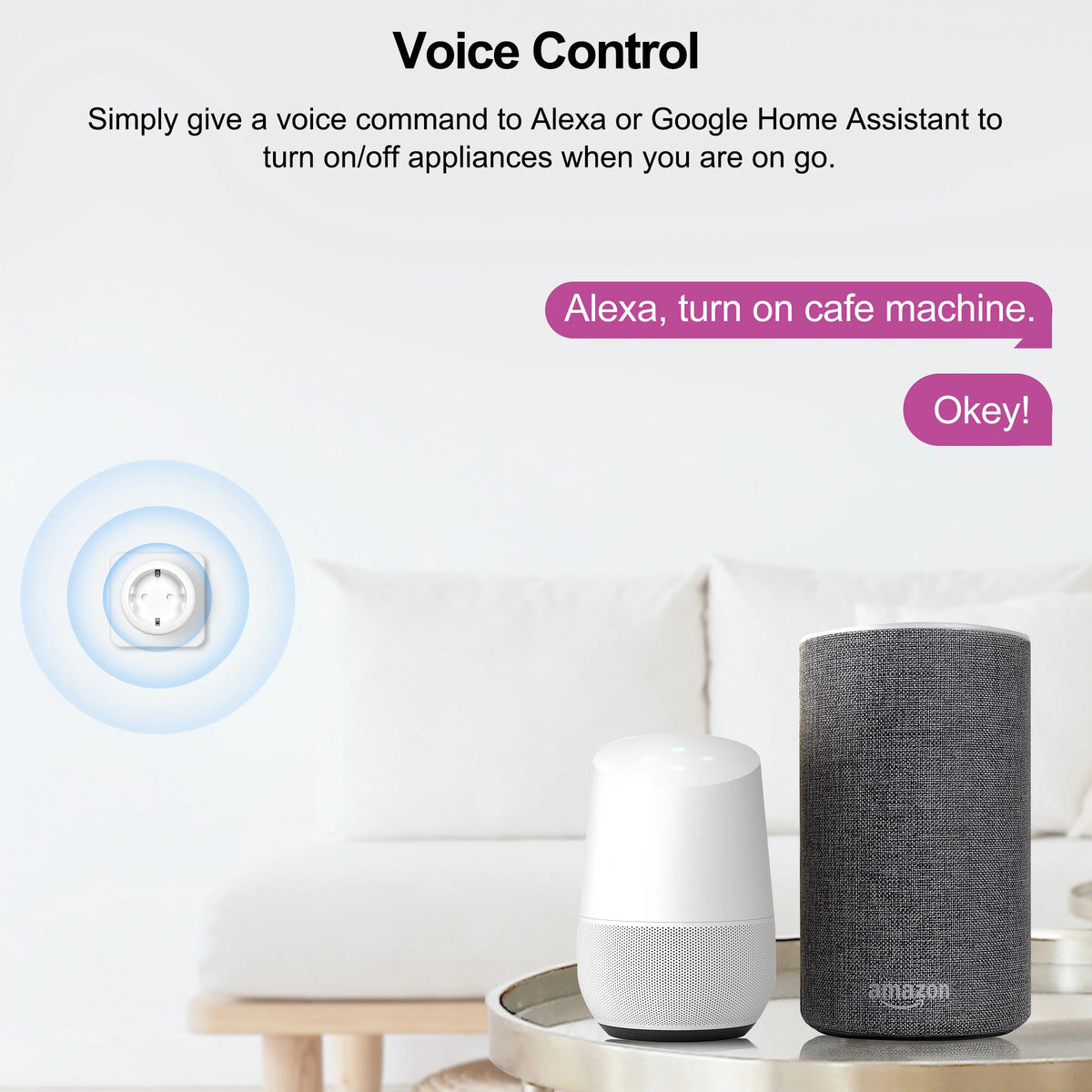GIRIER Tuya Smart Wifi Plug EU with Power Monitoring 20A Smart Socket Outlet 4200W Compatible with Alexa Hey Google Yand