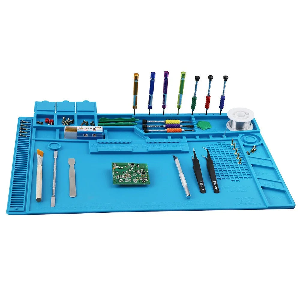 Soldering Station Mat Silicone Work Mat Heat Resistant 932┬░F Anti-Static Magnetic Mat for Electronic Phone Laptop Watch
