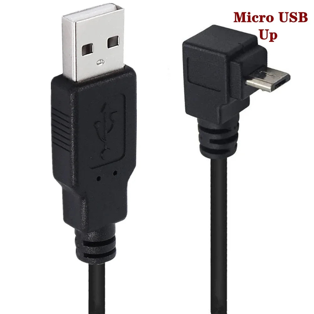 Micro USB/Mini USB 5-pin male to USB male adapter, 90-degree double bend (up/down/left/right), short cable 25CM/1M/3M/5M