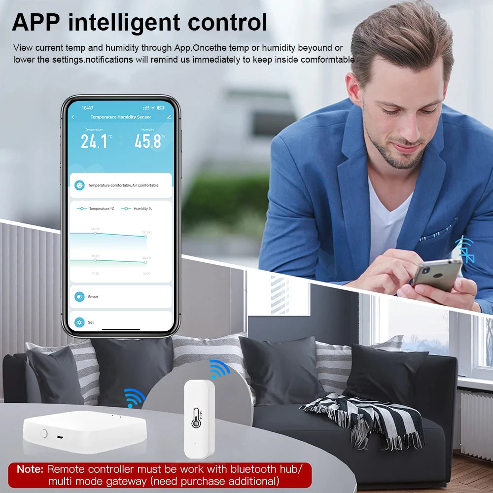 1/2/5pcs Tuya Zigbee Temperature Humidity Sensor Smart Life Remote Monitor For Smart Home Work with Tuya Zigbee Hub