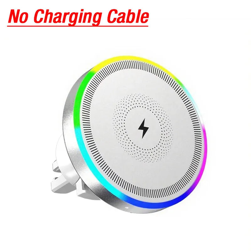 RGB Light Car Magnetic Wireless Charger Phone Holder Air Vent Stand For Magsafe iPhone 16 15 14 13 12 Pro Max Fast Charg
