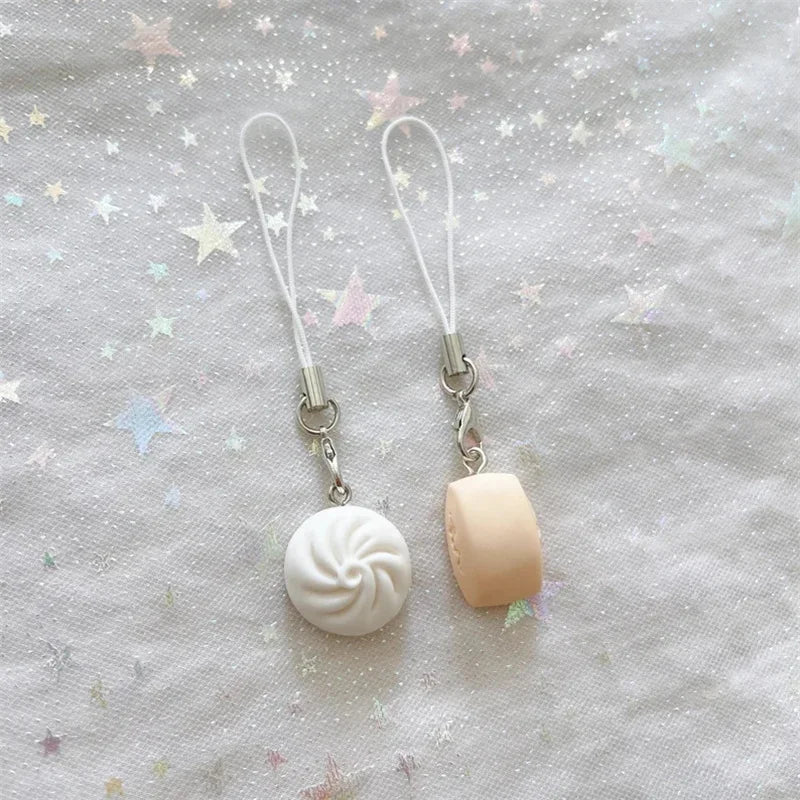 Cute Dim Sum Bun Charm - Chinese Steamed Bun - Keychain - Pastel Phone Charm -Electronic Accessory -Kawaii Gift Idea for