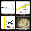 220V Flexible Tape Lights Dimmable COB LED Strip Light Smart IC No Need Driver High Bright 240LEDs/m Linear Lighting RA9