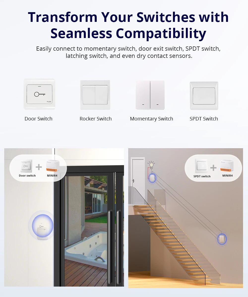 Sonoff Mini R4 Extreme Wifi Smart Switch Interruptor with Relay On-Off DIY Switch Module EWELINK APP Control Works with 