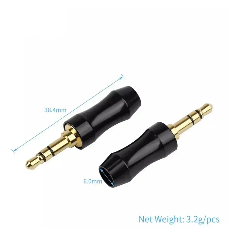 Audio Jacks 3.5mm Connector Headphone Plug 3 Poles 3.5 Jack Gold Copper Aluminum Alloy Earphone Accessories Consumer Ele