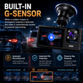 3 Channel Dash Cam 1080P Front Rear Inside Camera 170 Degree Wide Angle Night Vision Loop Recording G-Sensor Rear Camera