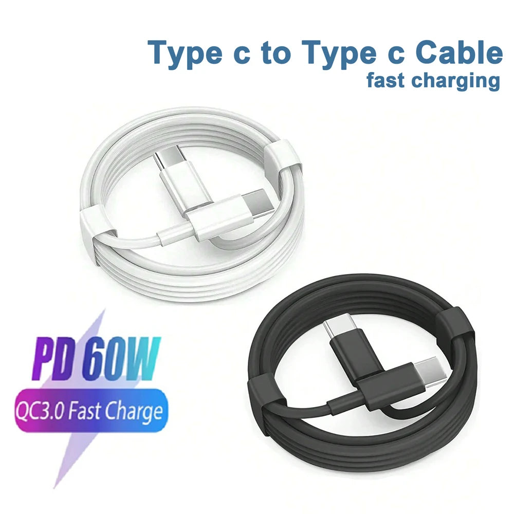 60W PD Fast Charging Cable USB C to Type C for Apple iPhone 15 Huawei Xiaomi Samsung Type C Weaving Cable Accessories Da