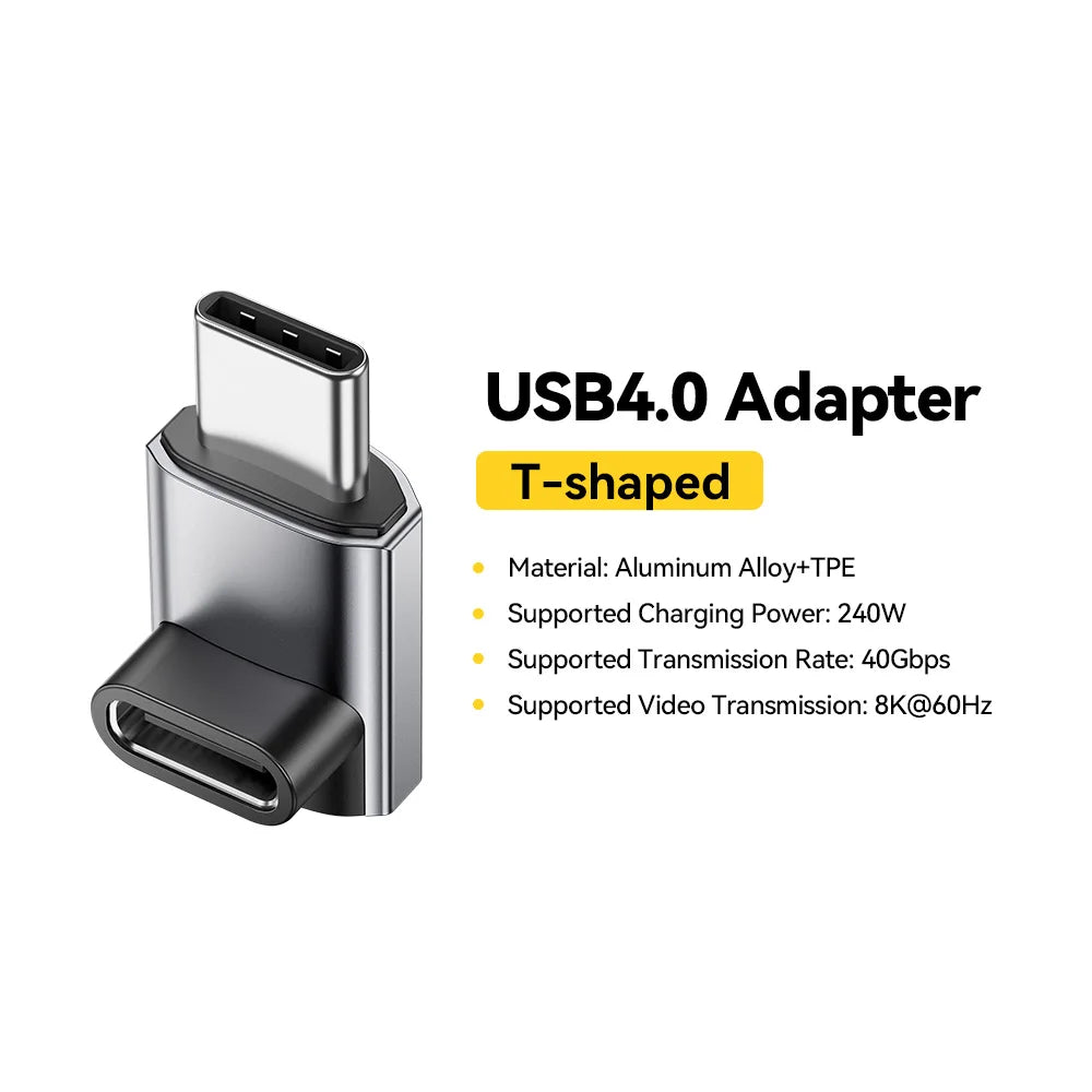 Essager USB4.0 40Gbps OTG Adapter 240W Fast Charging Converter 90 Degree USB Type C Data Adapter For Phone Macbook Lapto