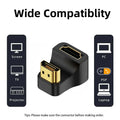 360 Degree U Shape HDTV Adapter HDMI 2.1 Male to Female 8K@60Hz Connector for Portable Display Monitor Accessories Up&Do