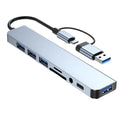 8 in 2 USB +Type C HUB Docking Station with 3.5mm Audio Jack Adapter for Micro SD Card Reader Laptop Tablet Phone Disk C