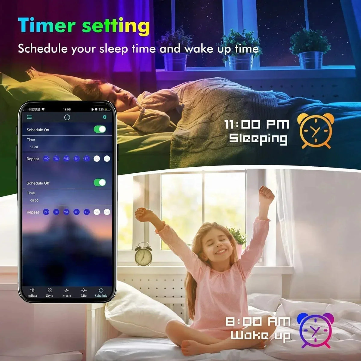 RGB Ambient Light Strip USB 5V LED 5050 Music Sync Flexible Tape Smart Home Lights Remote APP Control for Room TV DIY De