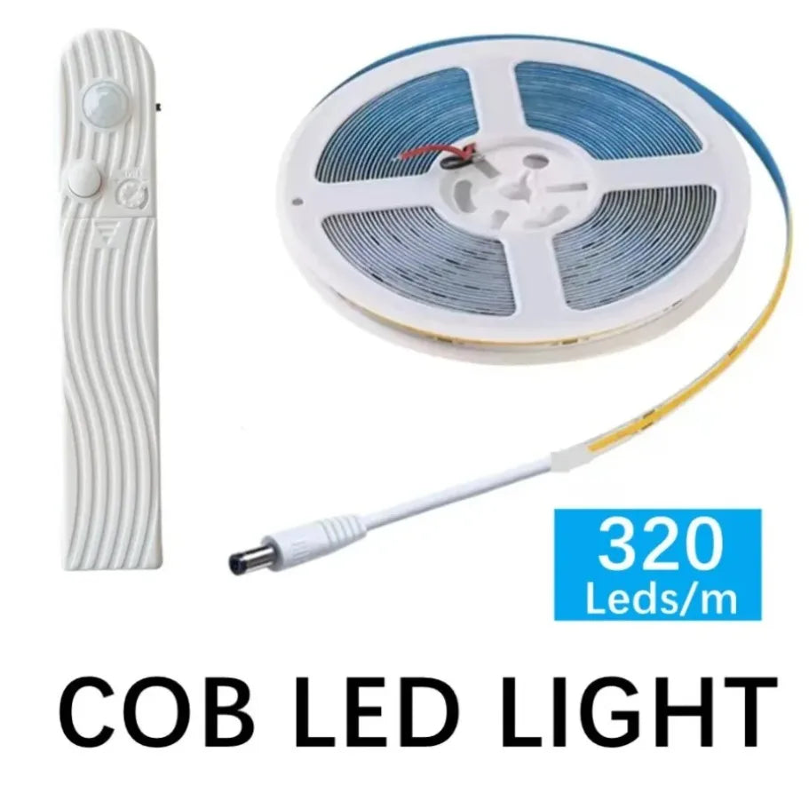 Dual Mode Adjustable 5V COB LED Strip Motion Sensor Night Light, Smart Induction Lamp for Bathroom Bedroom Bedside Home 