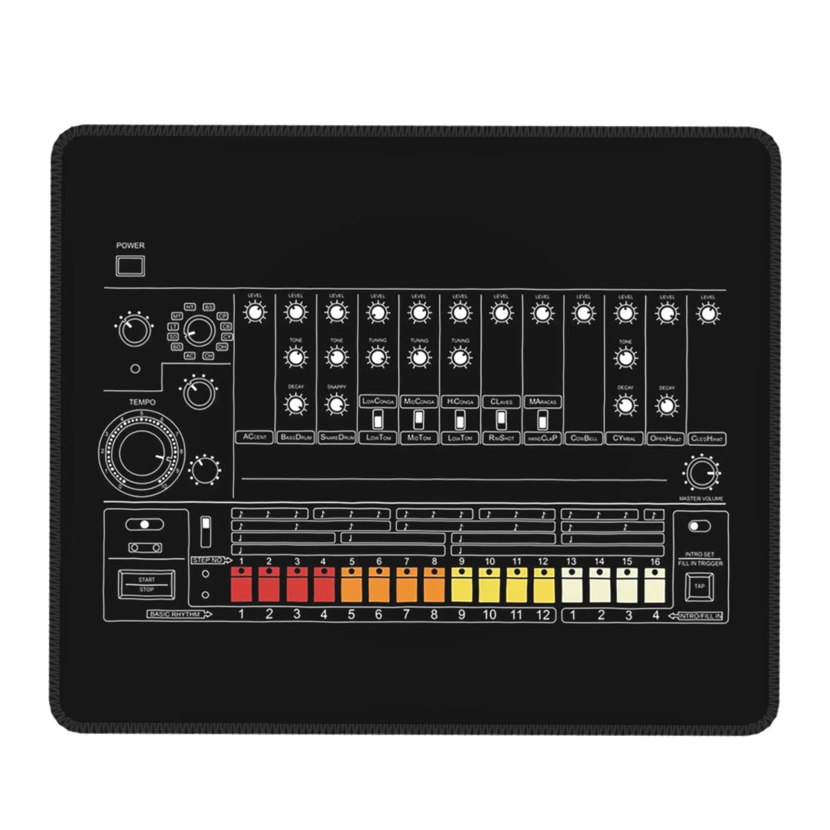 808 Vintage Drum Machine for Electronic Musician Mouse Pad Computer Keyboard Mouse Mat Gamer PC Laptop Desk Mat