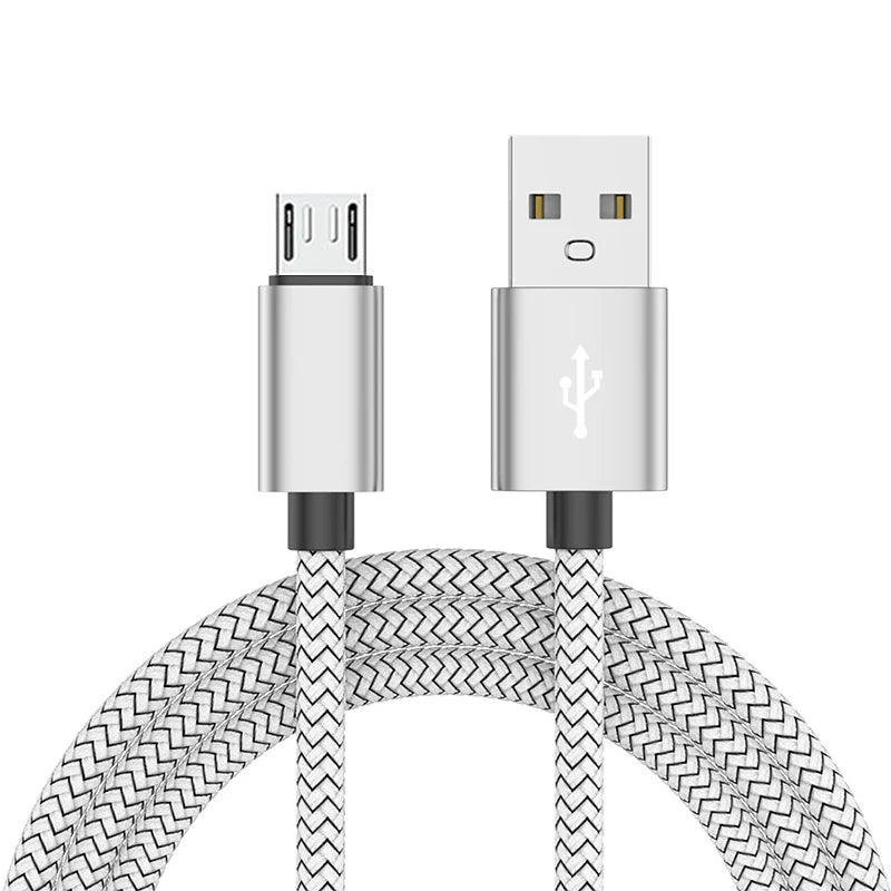 Micro USB Cable Data Sync 2A Fast Charging 1pcs 3pcs 5pcs Nylon Braided Charger Cable For Samsung Huawei HTC Android Pho