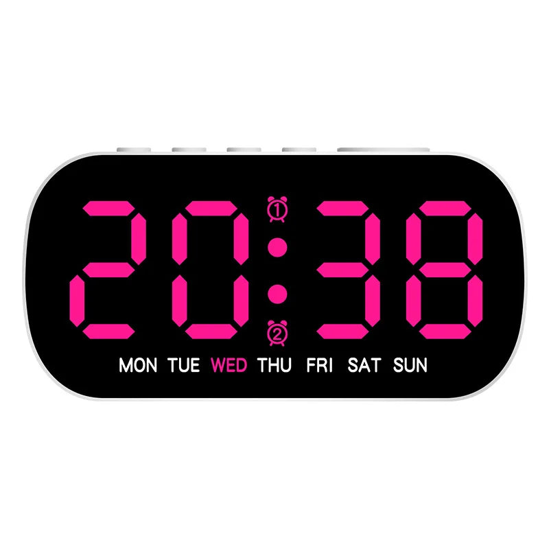 Digital Alarm Clock USB Powered Temperature Date Week Dual Alarm Night Mode Snooze Clock 5 Levels of Brightness 12/24H L