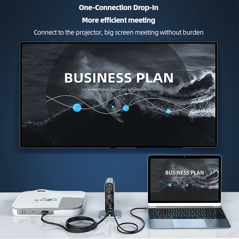 USB C Docking Station PD 100W USB C HUB Type C to HDMI-Compatible Adapter 4K 30Hz VGA RJ45 USB 3.0 HUB USB Splitter for 