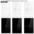 QNCX Wall Touch Switch EU US Standard Light Switches LED Crystal Glass Panel AC100-240V Sensor Switches 1/2/3 Gang Inter