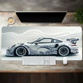 Large White Sports Car Design Gaming Mouse Pad Anti-Slip Rubber Base Extended Desk Mat for Gamer Office Use Computer Acc