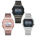 Steel strip LED electronic watch ultra-thin gold and silver cold light watch F91W steel strip original Su Feng fashion m